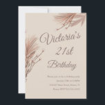 Bohemian Pampas 21st Birthday Party Earthy Kaart<br><div class="desc">21e verjaardag Uitnodigingen Modern Bohemian Hand Drawn Cotton Plant and Pampas Design</div>