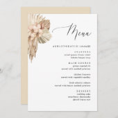 Bohemian Pampas Gras Herfst Bruiloft Diner Menu (Voorkant / Achterkant)