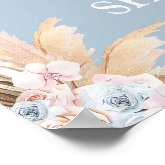 Bohemian Pampas Grass Baby shower Boy Welkomstbord Poster (Hoek)