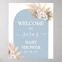 Bohemian Pampas Grass Baby shower Boy Welkomstbord Poster