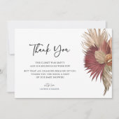 Bohemian Pampas Grass Baby shower Dank u Bedankkaart (Voorkant)