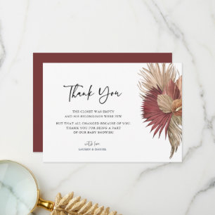 Bohemian Pampas Grass Baby shower Dank u Bedankkaart