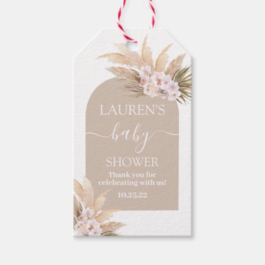 Bohemian Pampas Grass Baby shower Gift Label Cadeaulabel (Voorkant)