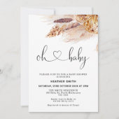 Bohemian Pampas Grass Baby shower Invitation Kaart (Voorkant)