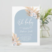 Bohemian Pampas Grass Baby shower Jongensuitnodigi Kaart (Staand voorkant)