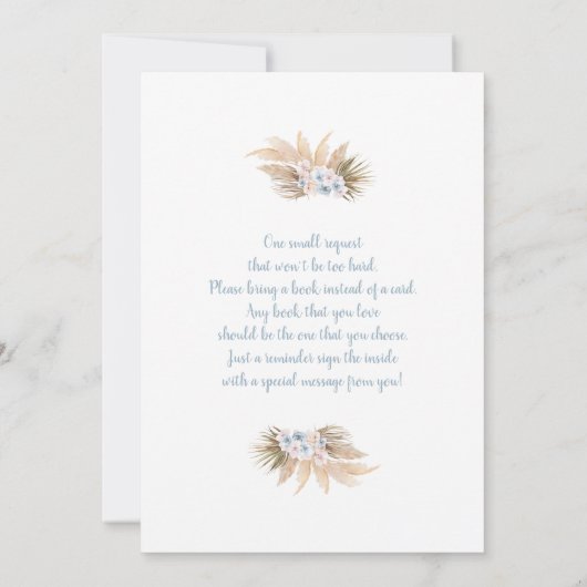 Bohemian Pampas Grass Baby shower Jongensuitnodigi Kaart (Achterkant)