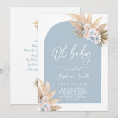 Bohemian Pampas Grass Baby shower Jongensuitnodigi Kaart (Voorkant / Achterkant)