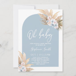 Bohemian Pampas Grass Baby shower Jongensuitnodigi Kaart