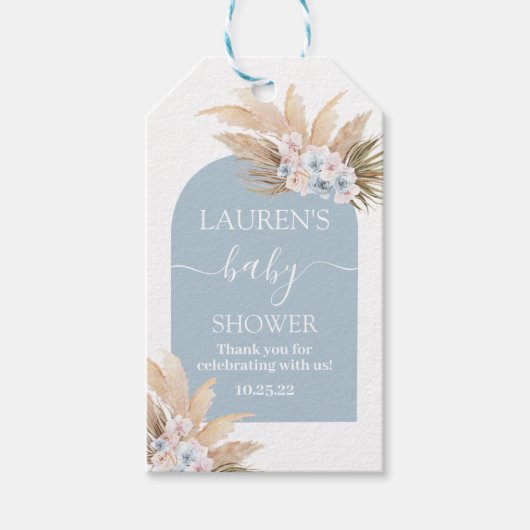 Bohemian Pampas Grass Baby shower Label Cadeaulabel (Voorkant)