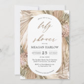 Bohemian Pampas Grass Baby shower Uitnodiging (Voorkant)