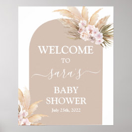 Bohemian Pampas Grass Baby shower Welkomstteken Poster