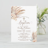 Bohemian Pampas Grass Baptism Christening Kaart (Staand voorkant)