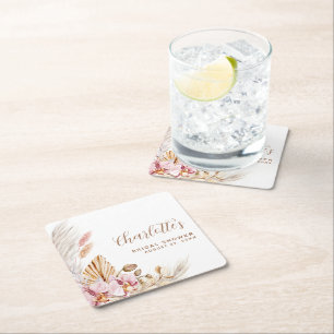 Bohemian Pampas Grass Blush Roze   VRIJGEZELLENFEE Kartonnen Onderzetters