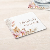 Bohemian Pampas Grass Blush Roze | VRIJGEZELLENFEE Kartonnen Onderzetters (Schuin)