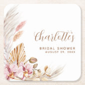 Bohemian Pampas Grass Blush Roze | VRIJGEZELLENFEE Kartonnen Onderzetters (Voorkant)