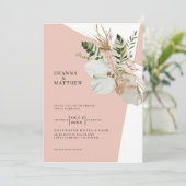 Bohemian Pampas Grass Boho Botanical Wedding Kaart (Staand voorkant)