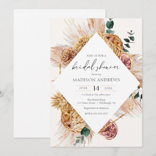 Bohemian Pampas Grass Bridal Shower Kaart (Voorkant / Achterkant)