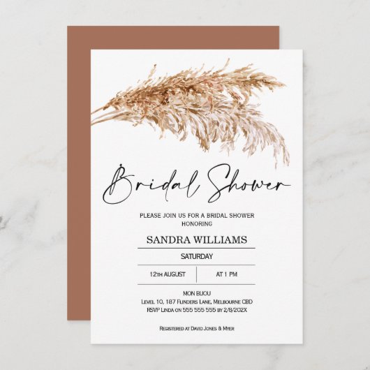 Bohemian Pampas Grass Bridal Shower Kaart (Voorkant / Achterkant)