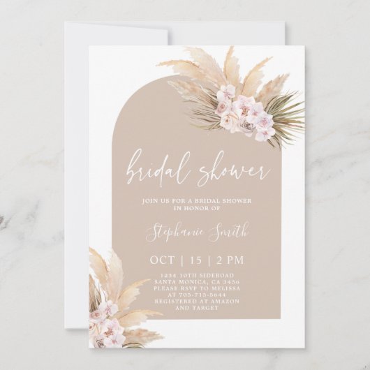 Bohemian Pampas Grass Bridal Shower Kaart (Voorkant)