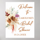Bohemian Pampas Grass Bridal Shower Welcome Sing Poster (Voorkant)