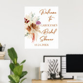 Bohemian Pampas Grass Bridal Shower Welcome Sing Poster (Thuiskantoor)