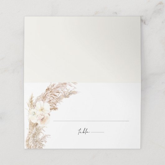 Bohemian Pampas Grass Desert Wedding Guest Name Plaatskaartje (Buitenkant ongevouwen)