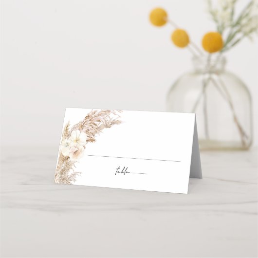 Bohemian Pampas Grass Desert Wedding Guest Name Plaatskaartje (Voorkant)