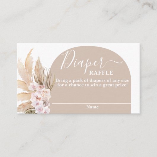 Bohemian Pampas Grass Diaper Raffle Kaart (Voorkant)