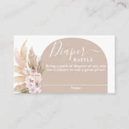 Bohemian Pampas Grass Diaper Raffle Kaart