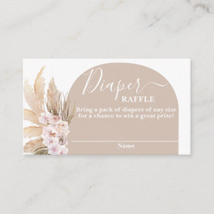 Bohemian Pampas Grass Diaper Raffle Kaart