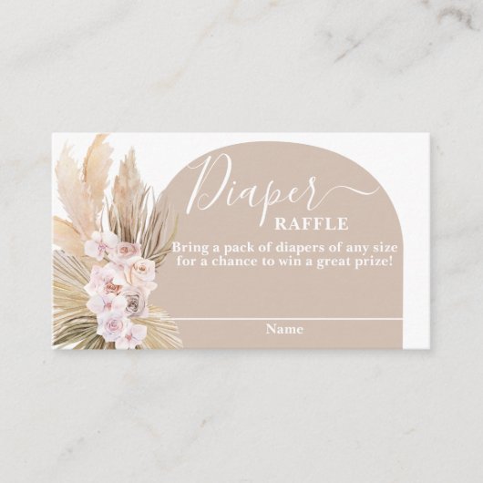 Bohemian Pampas Grass Diaper Raffle Kaart (Voorkant)