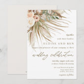 Bohemian Pampas Grass Earthy Tones Floral Wedding Kaart (Voorkant / Achterkant)