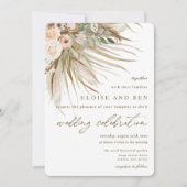 Bohemian Pampas Grass Earthy Tones Floral Wedding Kaart (Voorkant)