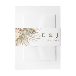 Bohemian Pampas Grass Earthy Tones Floral Wedding Uitnodigingen Wikkel