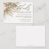 Bohemian Pampas Grass Earthy Tones Weddenschap Det Informatiekaartje (Voorkant / Achterkant)