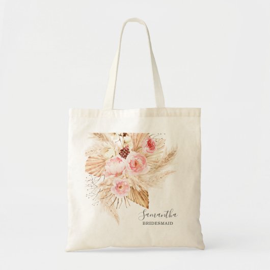 Bohemian Pampas Grass Floral Bridesmaid Tote Bag (Voorkant)