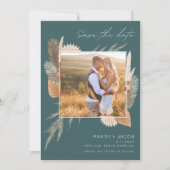 Bohemian Pampas Grass Foto Weddenschap Save The Date (Voorkant)