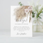 Bohemian Pampas Grass Girl Birthday Party Bedankkaart (Staand voorkant)
