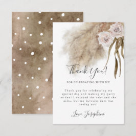 Bohemian Pampas Grass Girl Birthday Party Bedankkaart