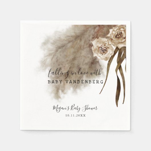 Bohemian Pampas Grass Greenery Baby shower Servet (Voorkant)