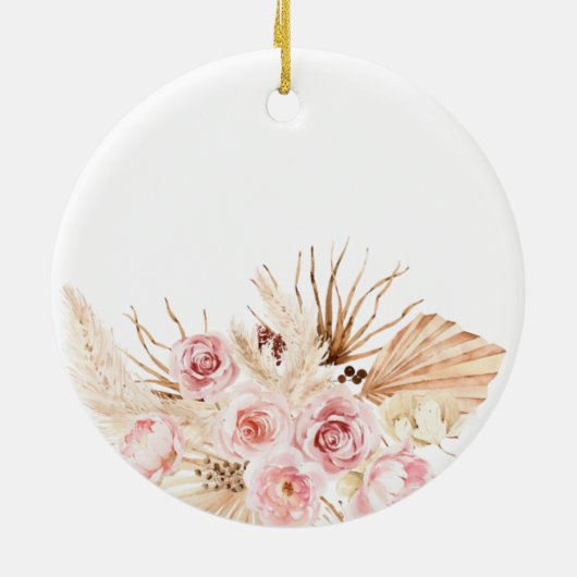 Bohemian Pampas Grass Pink Bridal Bridesmaid Keramisch Ornament (Achterkant)
