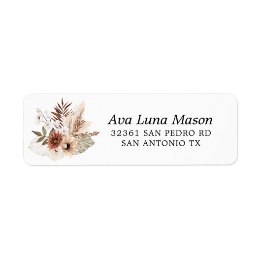 Bohemian Pampas Grass Return Address Labels (Voorkant)