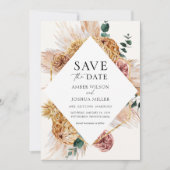 Bohemian Pampas Grass Save the Date Kaart (Voorkant)