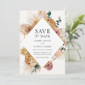 Bohemian Pampas Grass Save the Date Kaart (Staand voorkant)