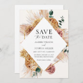 Bohemian Pampas Grass Save the Date Kaart (Voorkant / Achterkant)