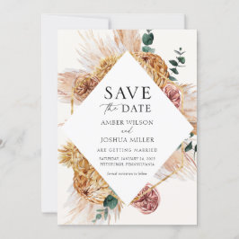 Bohemian Pampas Grass Save the Date Kaart