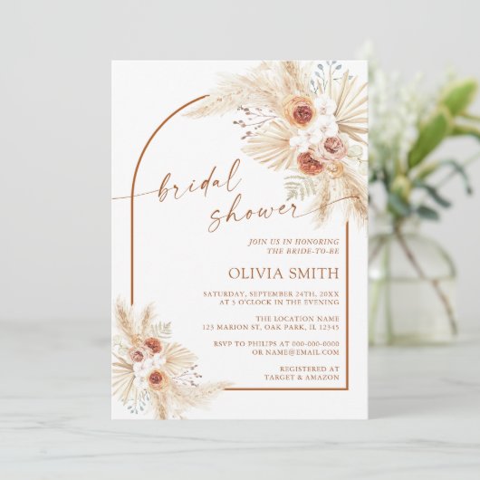 Bohemian Pampas Grass Terracotta Vrijgezellenfeest Kaart (Staand voorkant)