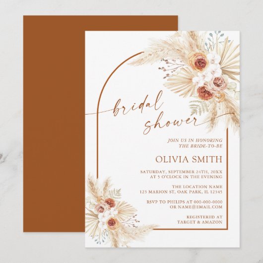 Bohemian Pampas Grass Terracotta Vrijgezellenfeest Kaart (Voorkant / Achterkant)