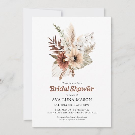 Bohemian Pampas Grass Vrijgezellenfeest Kaart (Voorkant)