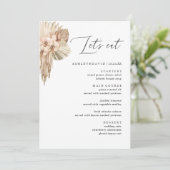 Bohemian Pampas Grass Wedding Dinner Menu (Staand voorkant)